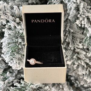 Pandora Rosegold Classic Halo Ring Size 4.5 (48) 💍